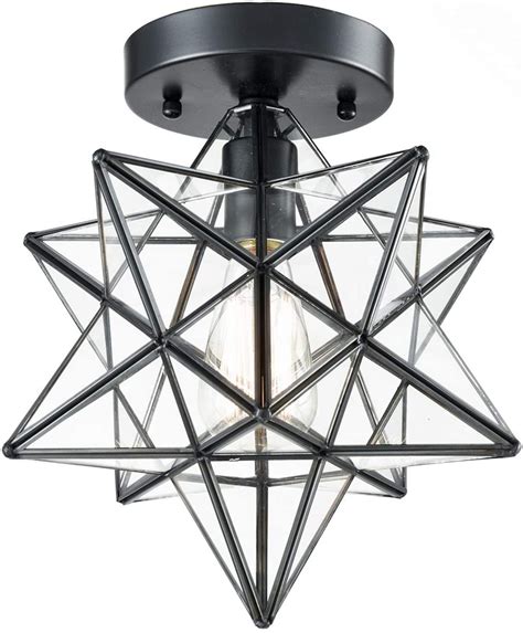 Axiland Industrial Black Copper Moravian Star Ceiling Light 12 Inch