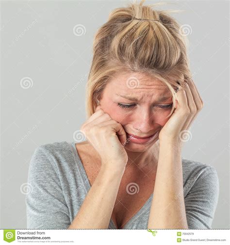 Depressed Woman In Pain Expressing Regret And Sadness Stock Image
