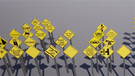 Digits Usa Traffic Signs Warning Series In Props Ue Marketplace