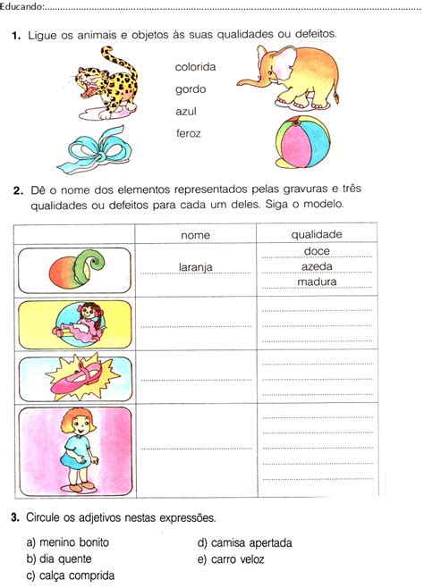 Atividade Sobre Adjetivo 2 Ano