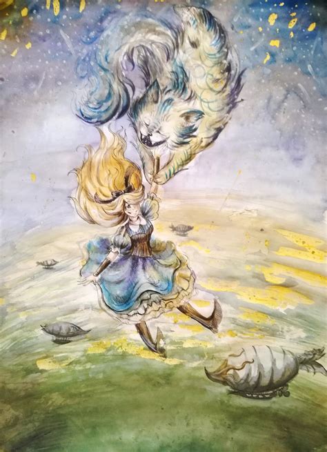 Alice In Wonderland Watercolor Paiting 625 X 435 Cm Etsy