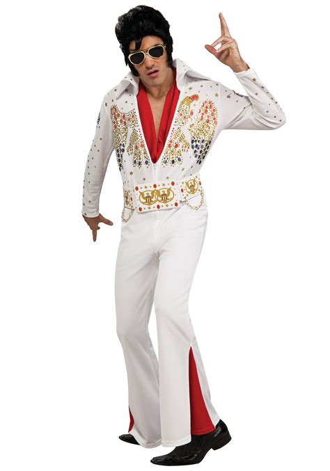 Adult Deluxe Elvis White Jumpsuit Costume Celebrity Costumes