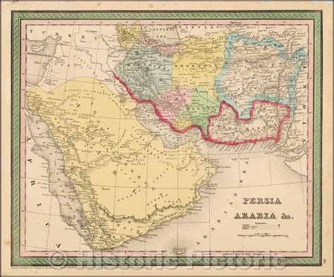 Historic Map Persia Arabia 1850 Thomas Cowperthwait And Co V4 Map