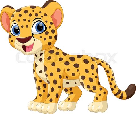 Cute Cheetah Cartoon Isolated On White Stock Vector Colourbox