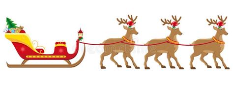 Christmassanta Sleigh With Reindeer Stock Vector Illustration Of