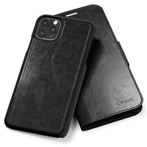 Iphone 11 Pro Max Wallet Case Luxury Vegan Leather Folio Detachable
