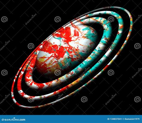 Planet Blue Red Orbits Lights Sky Star Image Earth Galaxy Design