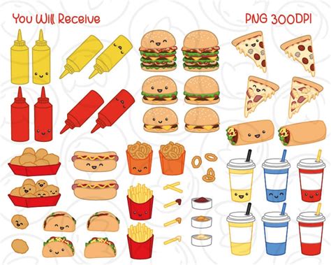 Fast Food Clipart Junk Food Clip Art Cute Food Clip Art Kawaii Fast