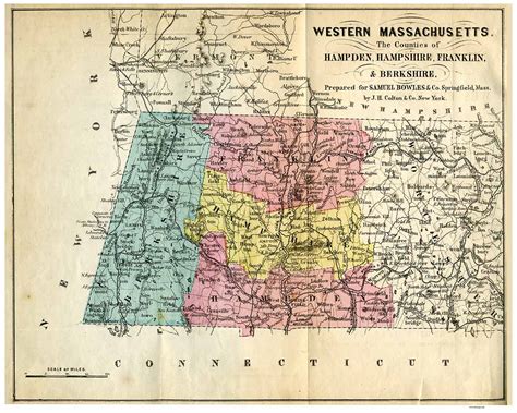 Western Massachusetts Bowles Old State Map Reprint Old Maps