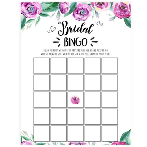 Floral Bridal Bingo Game Shop Printable Bridal Shower Games