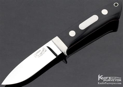 Bob Loveless Custom Knife Double Nude Logo Drop Point Hunter Black