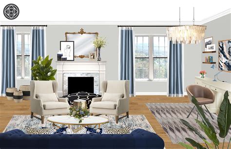 Classic Glam Traditional Transitional Preppy Living Room Design By