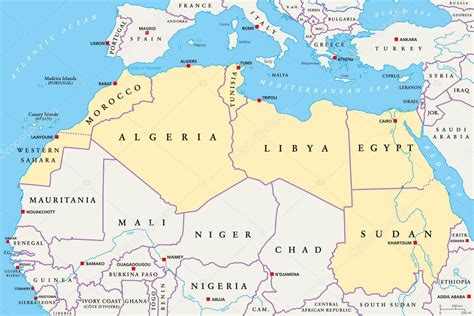 Norte De áfrica Mapa Región Del Norte De África Mapa Político