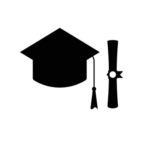 Graduation Hat And Scroll Silhouette Black And White Icon Design