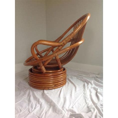 Flash furniture 4 pack american champion bamboo folding chair. Vintage Rattan Bamboo Swivel Rocker Lounge Chair | Chairish