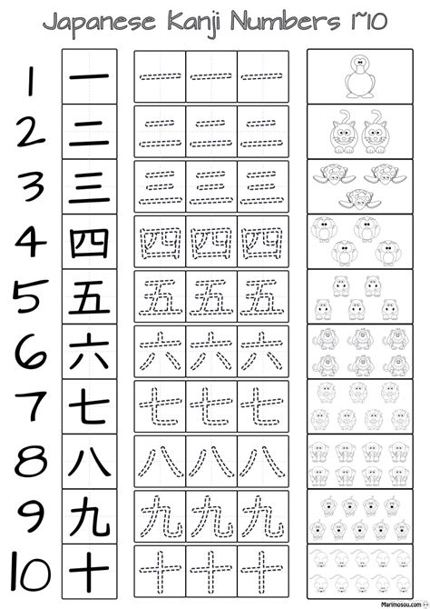 Numbers In Kanji Worksheet