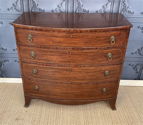 Georgian Inlaid Mahogany Bow Front Chest Of Drawer Antiques Atlas