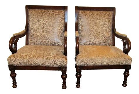 Leopard Print Accent Chairs - A Pair | Chairish