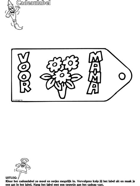 Moederdag Cadeaulabel Knutselpagina.nl knutselen, knutselen en