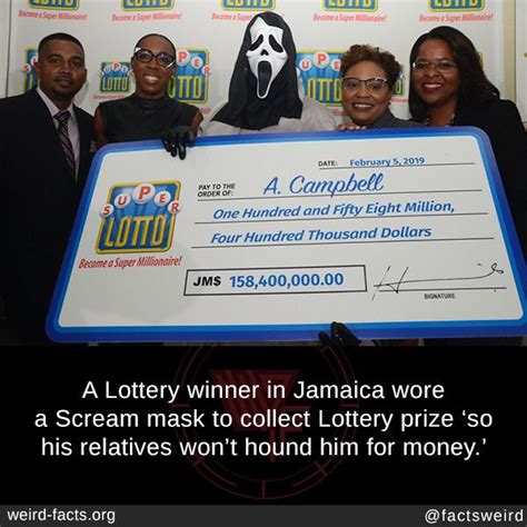 a lottery winner in jamaica wore a scream mask to collect lottery prize ‘so his relatives won t