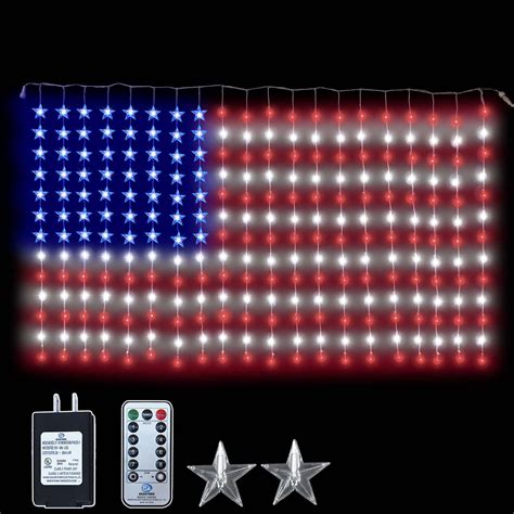 Russell Decor Led Patriot American Flag Curtain Lights Independence Day