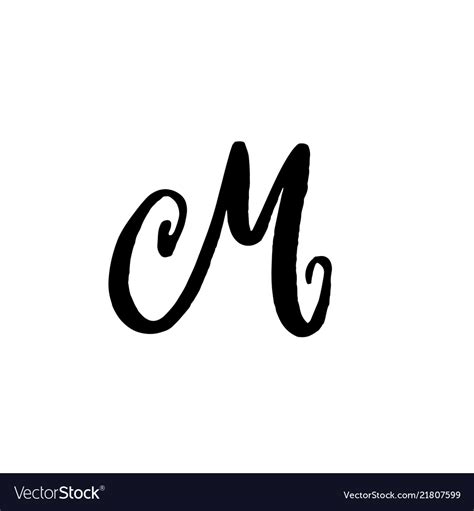 Hand Painted Letter M Dry Brush Modern Lettering Vector Image