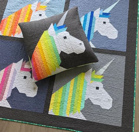 Lisa The Unicorn Pillow And Quilt Made With Robertkaufman Neon Neppy