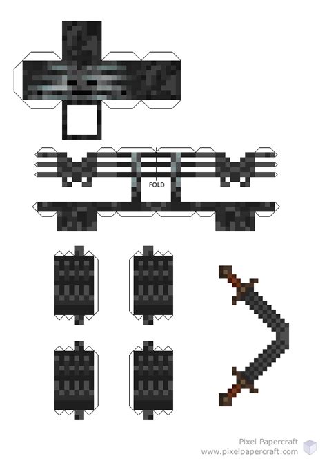 Pixel Papercraft Wither Skeleton And Wither Skeleton Archer Minecraft Dungeons