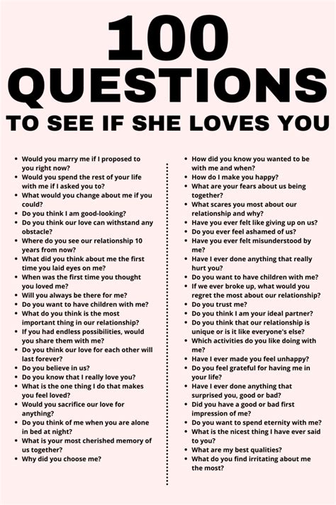 100 questions to ask your girlfriend to see if she loves you psychological facts