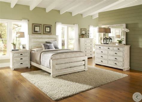The elegance of white king bedroom sets elevates any interior. Willow Distressed White Slat Bedroom Set from Progressive ...