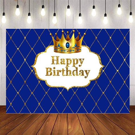 Little Prince Royal Blue Baby Shower Newborn Party Backdrops Gold Crown