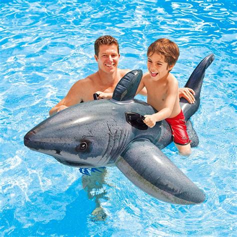 Grey Shark Ride On Inflatable Pool Floats Toy For Kids Child Adults
