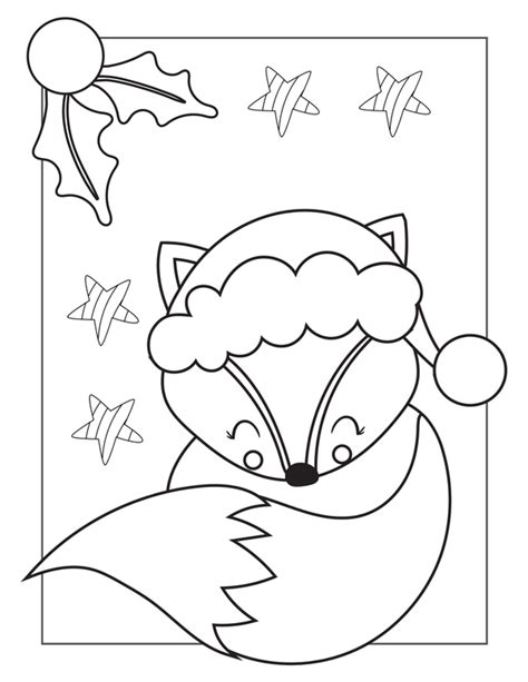 🖍️ Christmas Fox Printable Coloring Page For Free