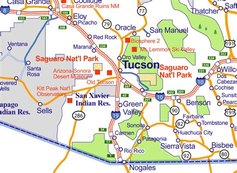 Map Of Tucson Arizona Travelsmapscom