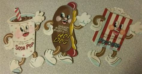 Vintage 1950s Cinema Signs Lets All Go To The Lobby Popcorn Hotdog