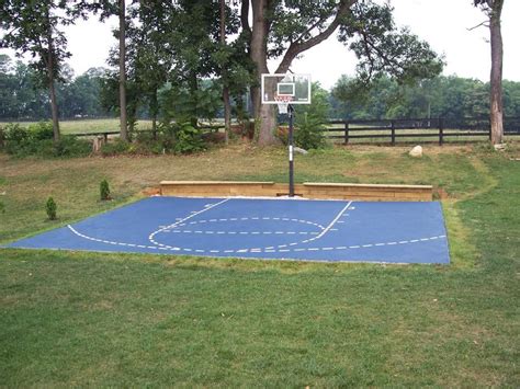 We recommend considering a half court, which can be customised to suit your space. Backyard Basketball Court Bench at base of court ...