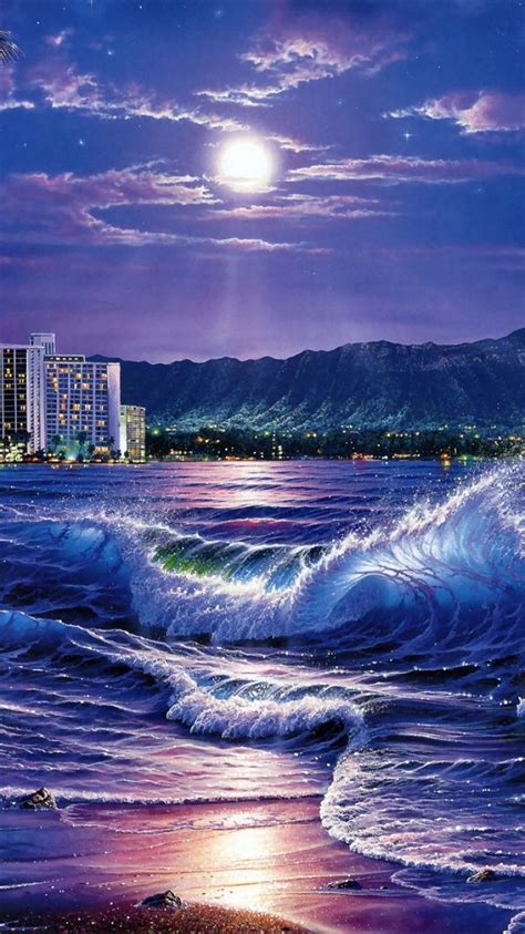 Ocean Waves At Night Wallpapers Top Free Ocean Waves At