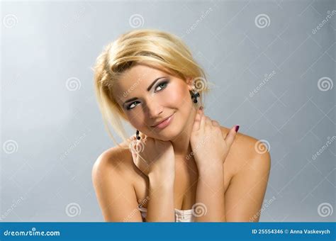 Beautiful Green Eyed Girl With Blonde Hair Stock Photo Image Of