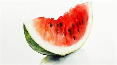 Watercolor Painting Of A Watermelon Slice Youtube