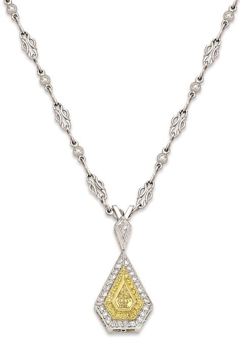 Platinum And 18 Karat Yellow Gold Fancy Yellow Diamond Necklace