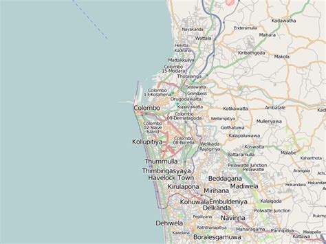 Map of colombo city presenting the satellite view of the city. Urlaub in Colombo: Sehenswürdigkeiten und Aktivitäten