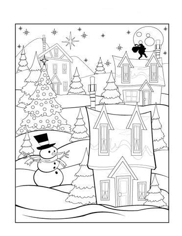 christmas village coloring child coloring