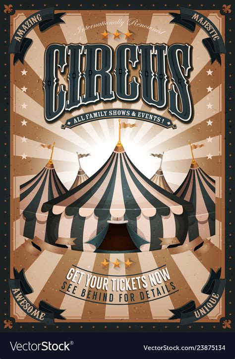 Vintage Circus Poster With Big Top Royalty Free Vector Image