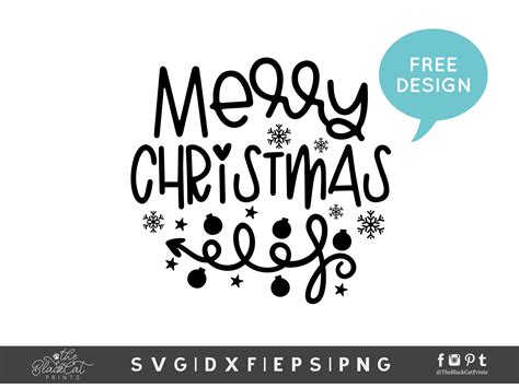 Merry Christmas SVG DXF PNG EPS - Free ⋆ TheBlackCatPrints