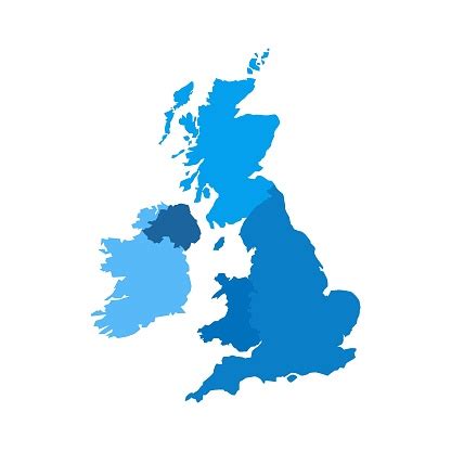 Blue Shape With Name Of The Country Of United Kingdom Stock