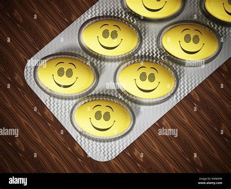 antidepresivo píldora con cara sonriente en el blister ilustración 3d fotografía de stock alamy