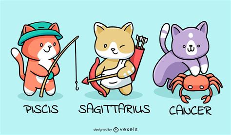 Cute Zodiac Sign Cats Set Vector Download