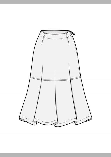 Skirt Fashion Technical Drawings Vector Template Premium Vector