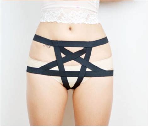 Body Harness Punk Gothic Inverted Pentagram Underwear Thong Cage