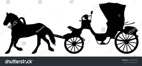Horse Carriage Silhouette Horse Cart Vector 库存矢量图（免版税）1481079476
